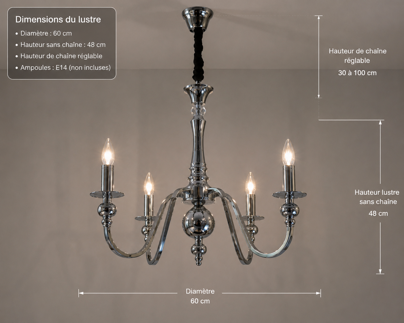 Lustre Élégance Chrome
